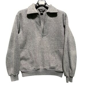 Vintage Rene de France Gray Quarter Zip Fleece Pullover Rayon Blend Mens Medium